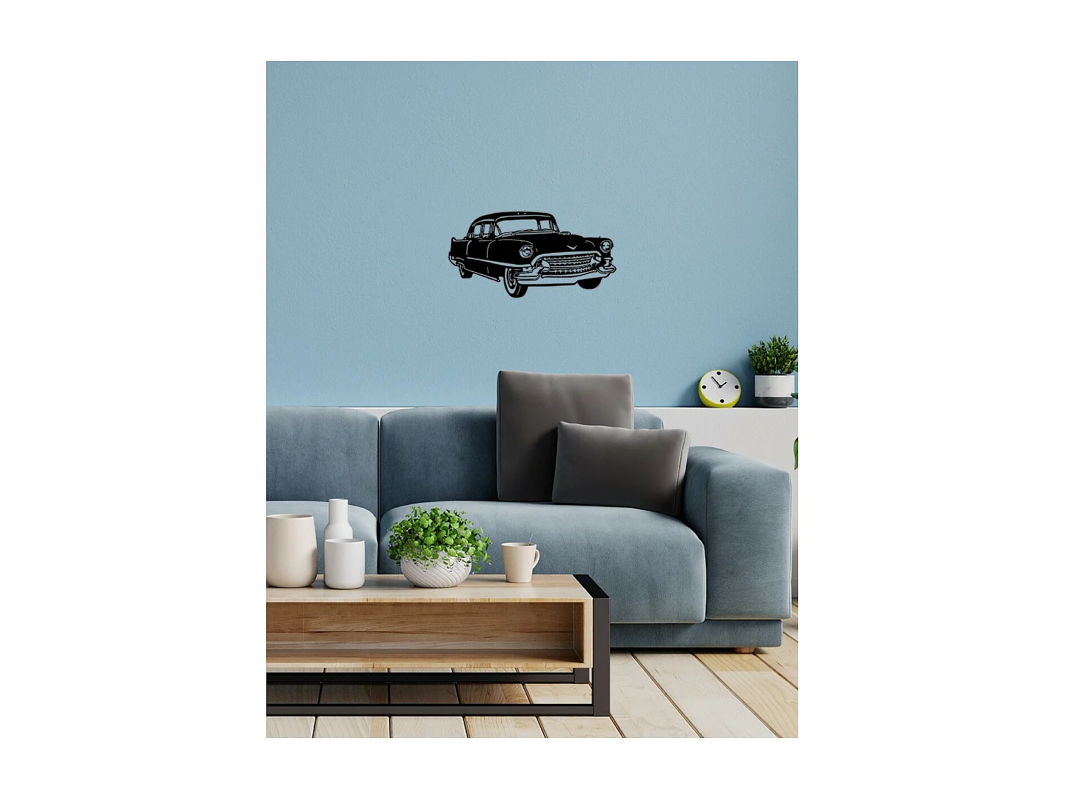 Decorazione in Metallo Macchina 3, Nero, 63x1,5x33 cm, EPIKASA