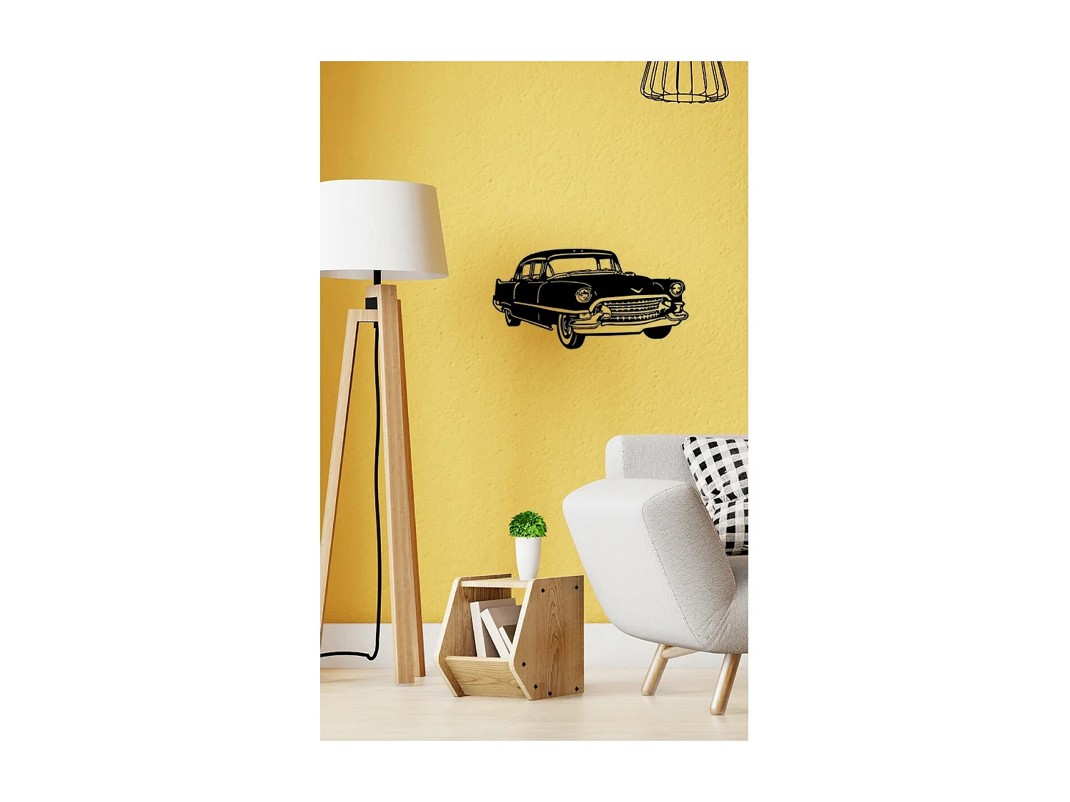 Decorazione in Metallo Macchina 3, Nero, 63x1,5x33 cm, EPIKASA