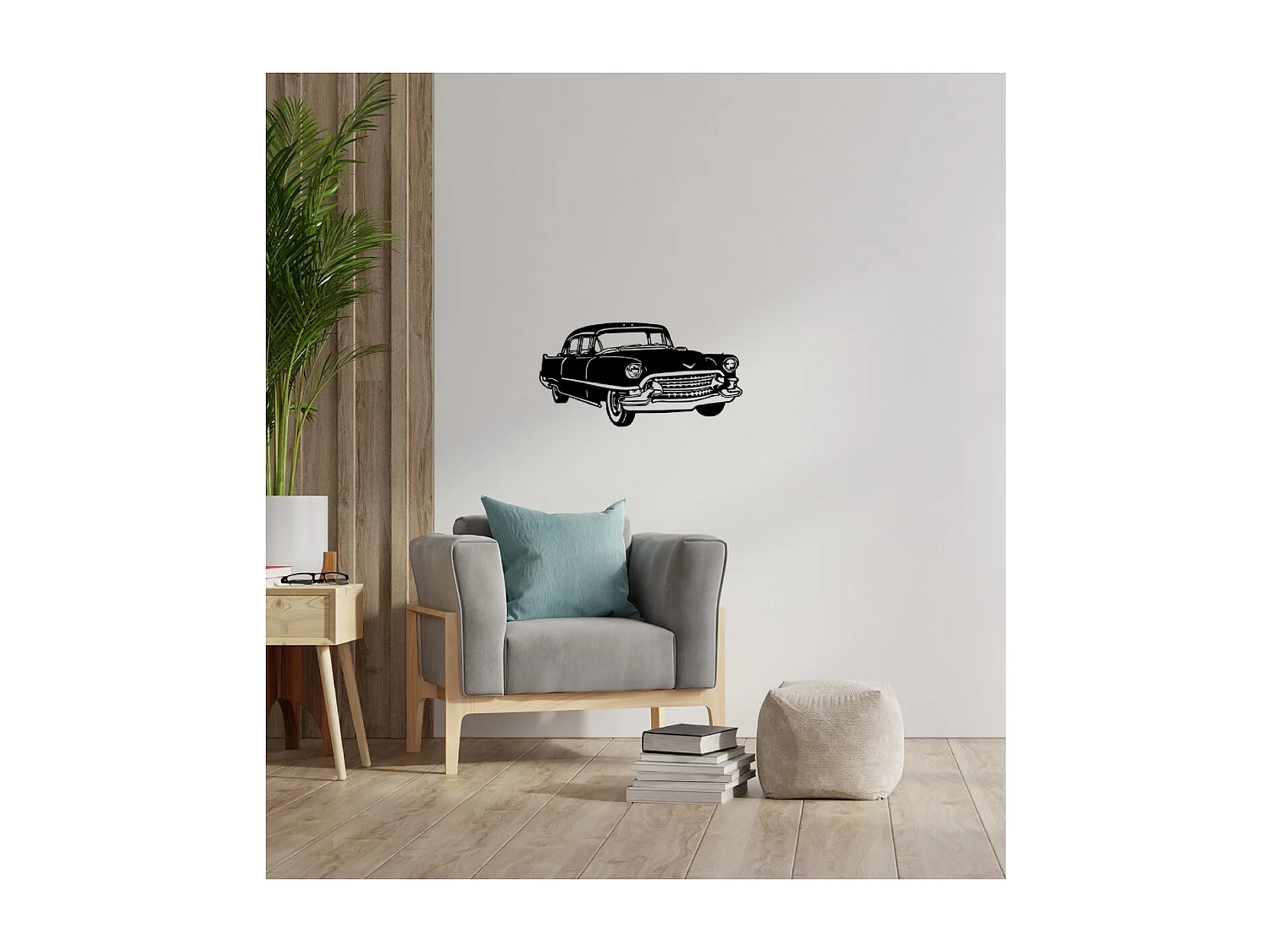 Decorazione in Metallo Macchina 3, Nero, 63x1,5x33 cm, EPIKASA