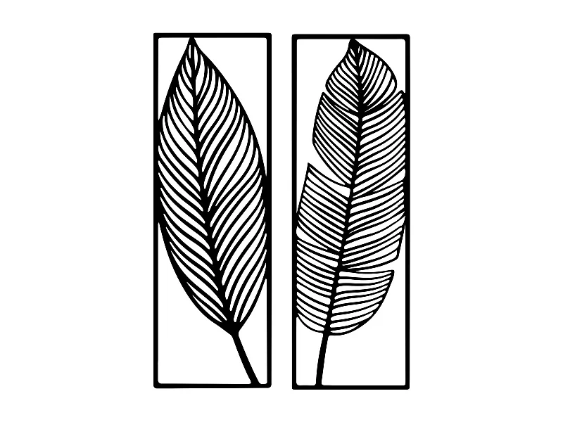 Metalen Decoratie Blad 6 - Zwart - 65x1,5x90 cm - EPIKASA