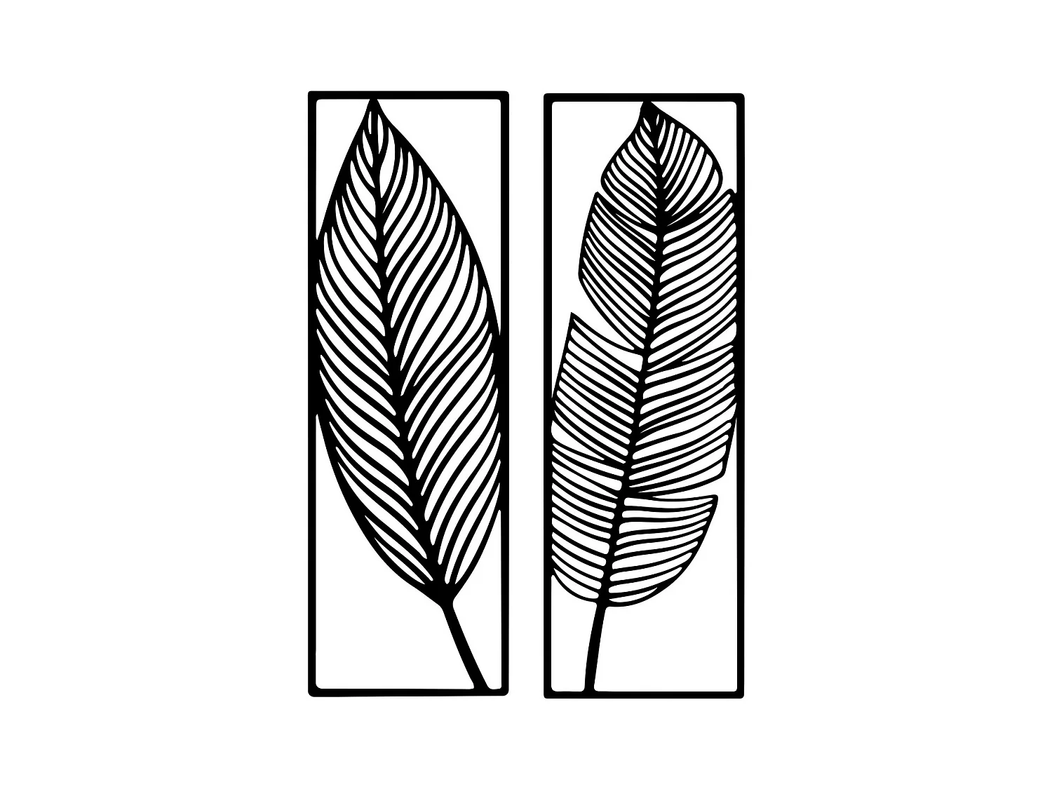 Metalen Decoratie Blad 6 - Zwart - 65x1,5x90 cm - EPIKASA