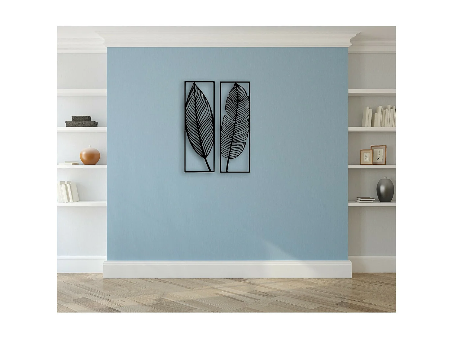 Décoration en Métal Feuille 6, Noir, 65x1,5x90 cm, EPIKASA