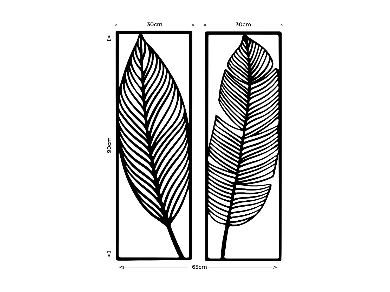 Décoration en Métal Feuille 6, Noir, 65x1,5x90 cm, EPIKASA