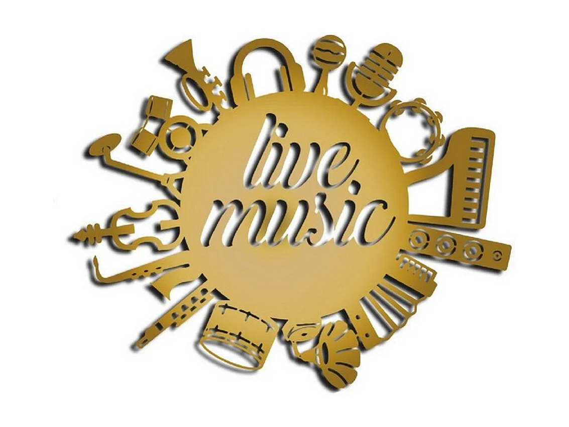 Decoração em Metal Live Music 1, Ouro, 100x1,5x81 cm, EPIKASA