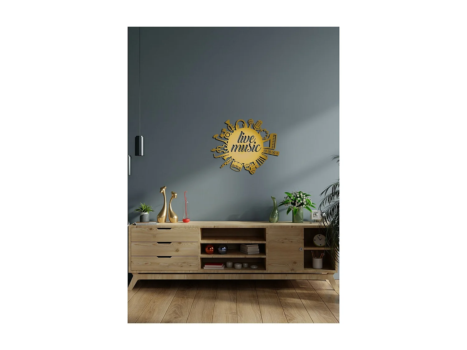 Decoração em Metal Live Music 1, Ouro, 100x1,5x81 cm, EPIKASA