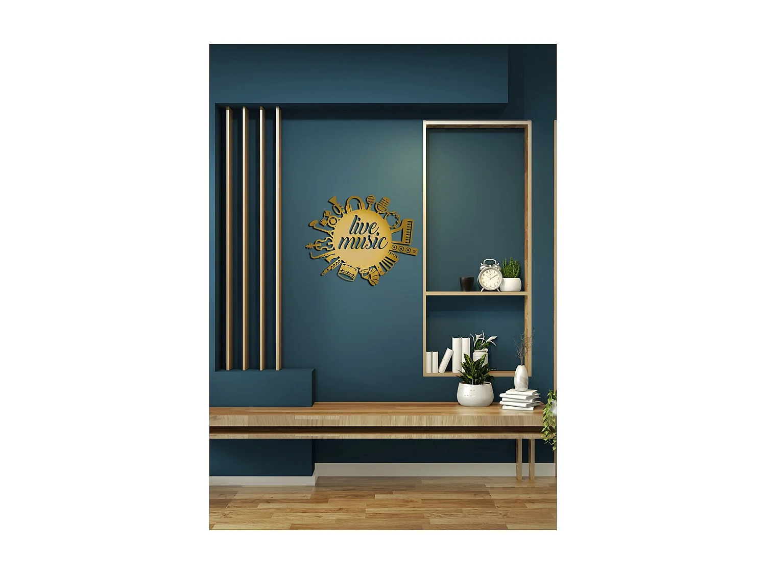 Decoração em Metal Live Music 1, Ouro, 100x1,5x81 cm, EPIKASA