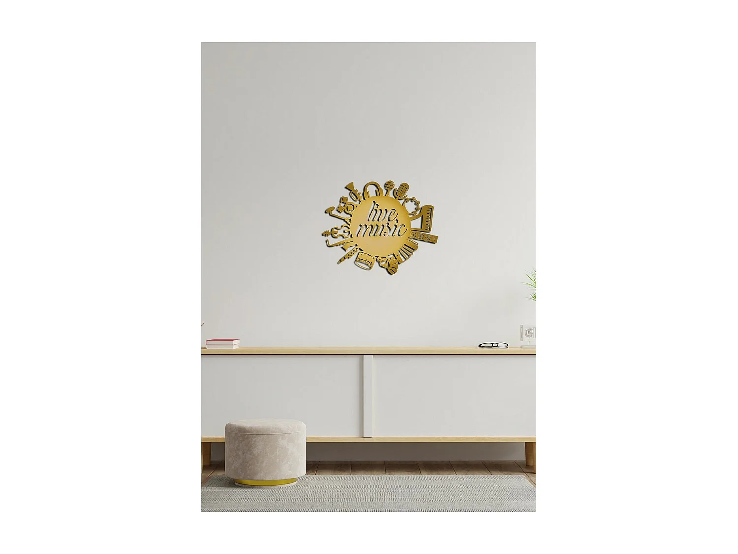 Decoração em Metal Live Music 1, Ouro, 100x1,5x81 cm, EPIKASA