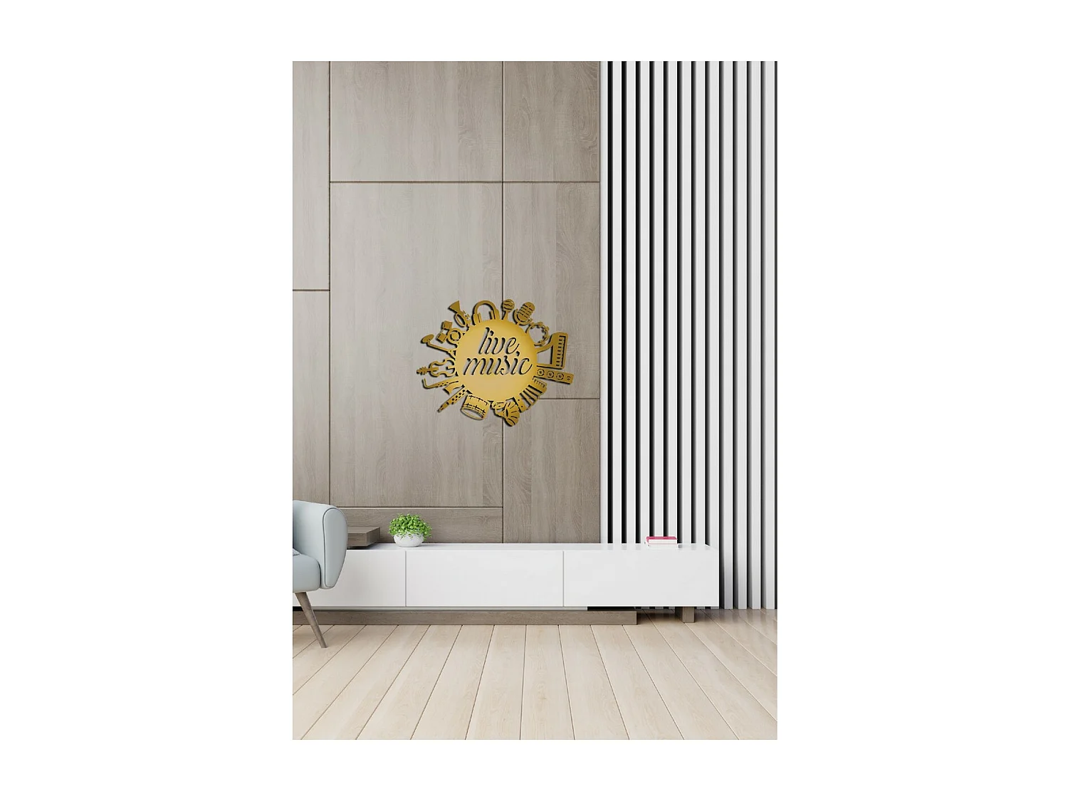 Decoração em Metal Live Music 1, Ouro, 100x1,5x81 cm, EPIKASA