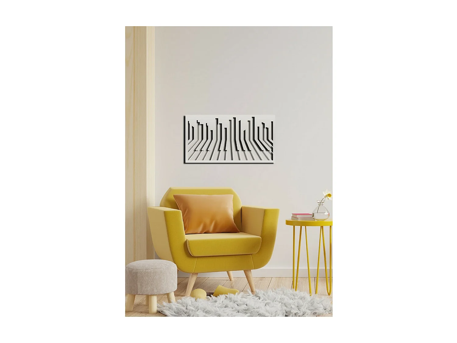 Décoration en Métal Pianoforte 12, Argent, 70x1,5x37 cm, EPIKASA