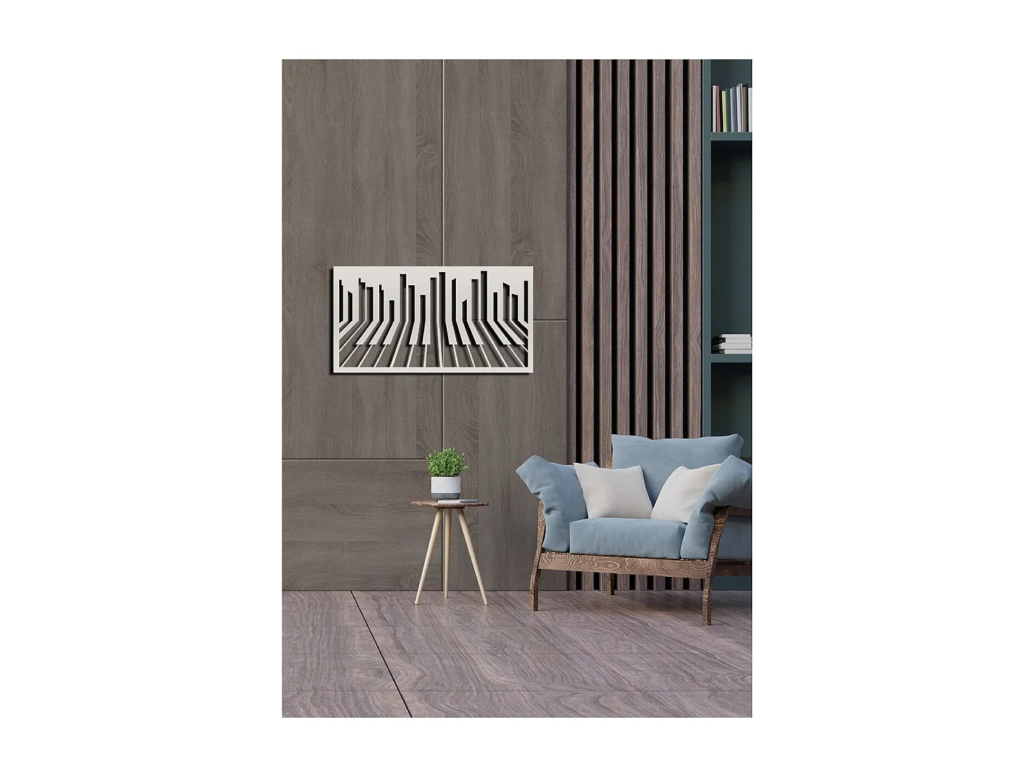 Décoration en Métal Pianoforte 12, Argent, 70x1,5x37 cm, EPIKASA