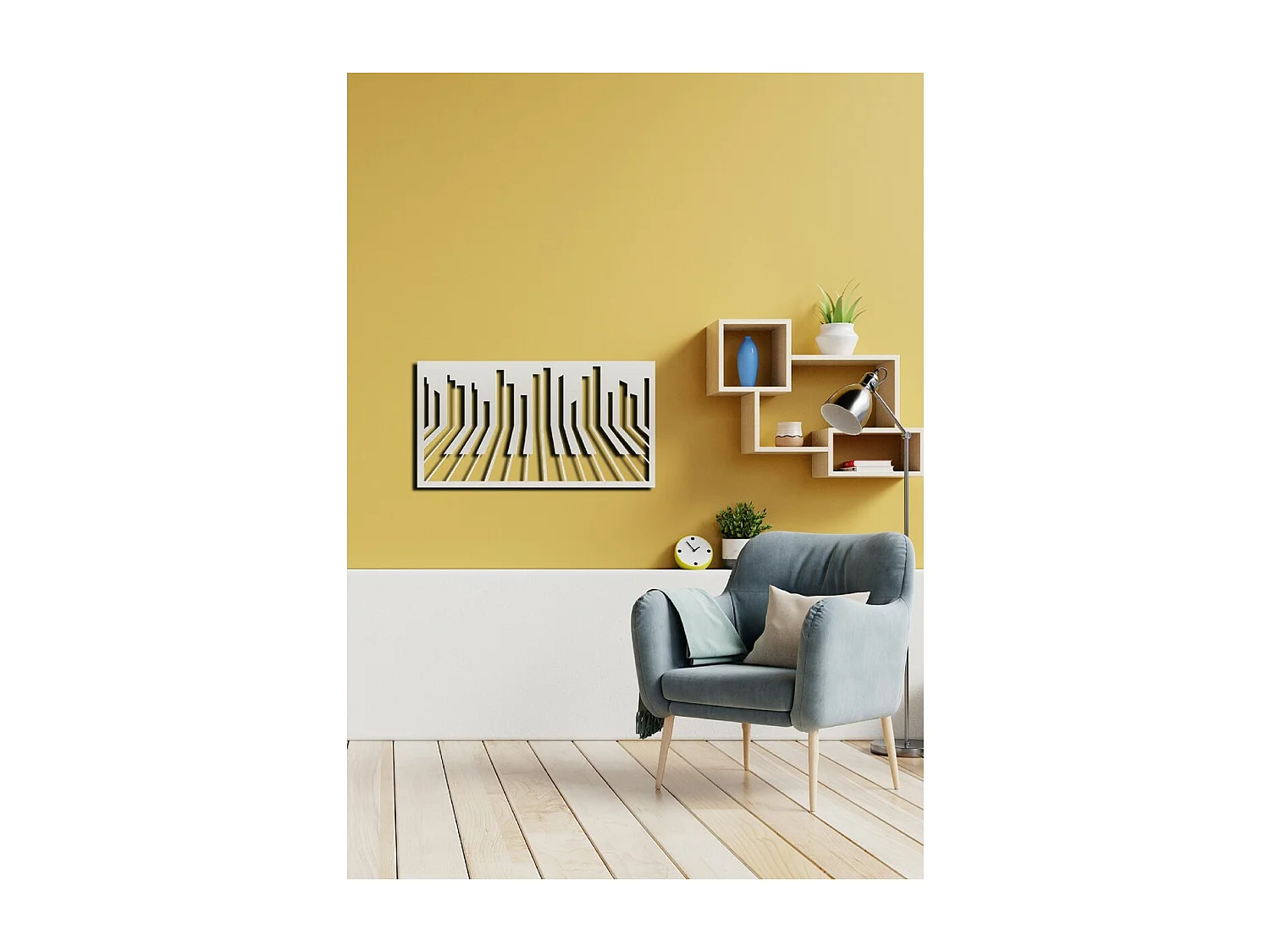 Décoration en Métal Pianoforte 12, Argent, 70x1,5x37 cm, EPIKASA