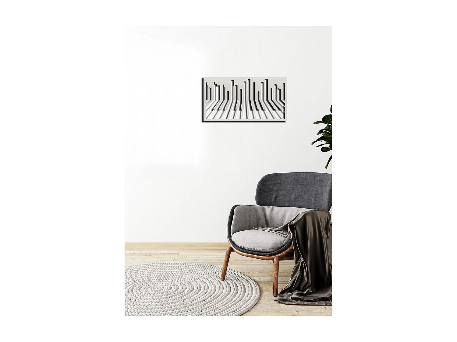 Décoration en Métal Pianoforte 12, Argent, 70x1,5x37 cm, EPIKASA