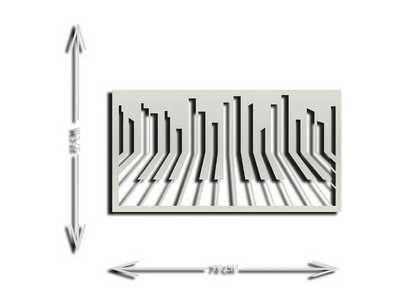 Décoration en Métal Pianoforte 12, Argent, 70x1,5x37 cm, EPIKASA