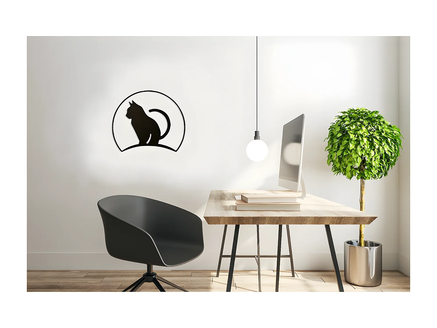 Dekoracja Metalowa Koty 4, Czarny, 60x1,5x48 cm, EPIKASA