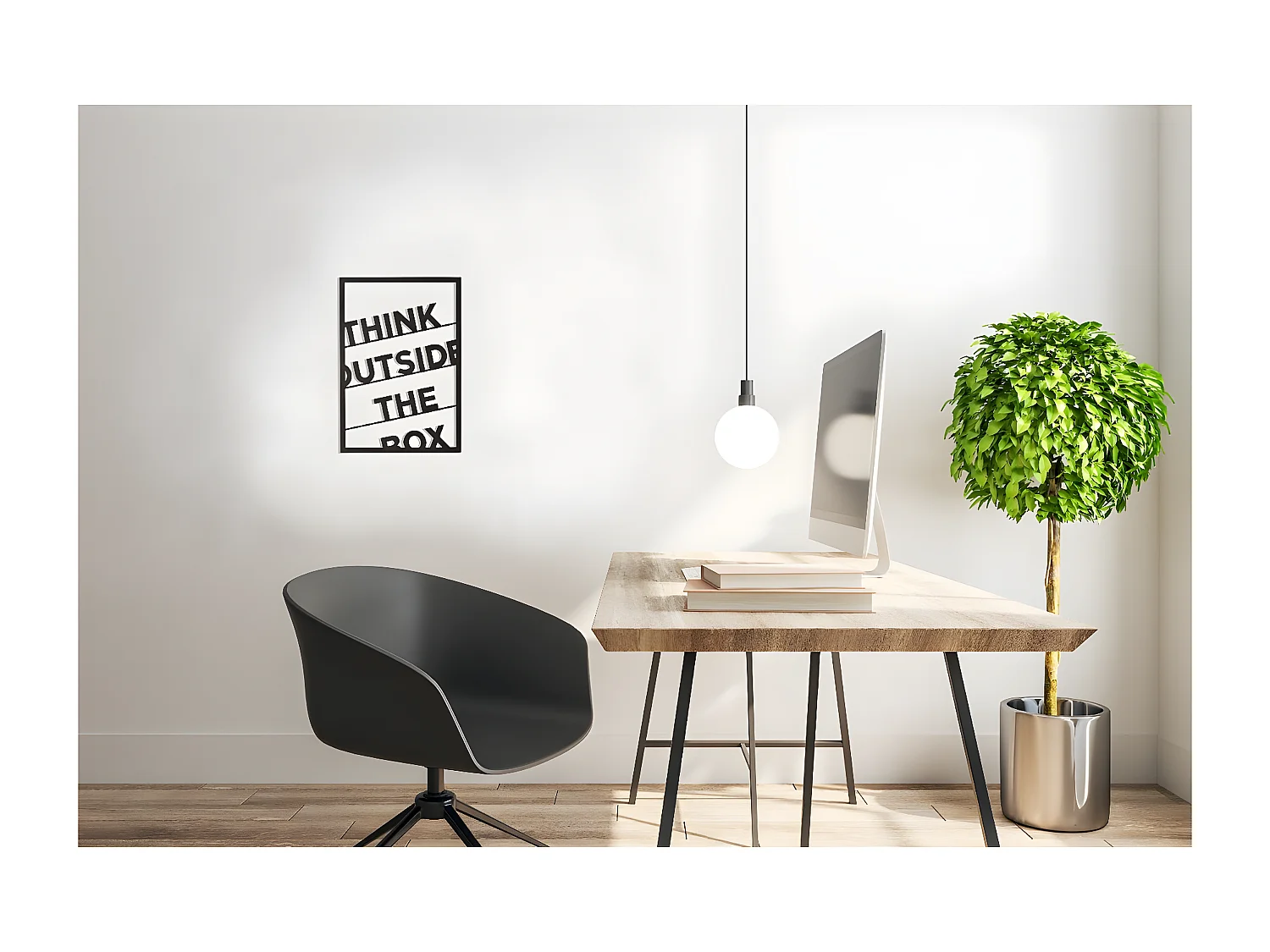 Decoração em Metal Think Outside the Box 1, Preto, 35x1,5x50 cm, EPIKASA