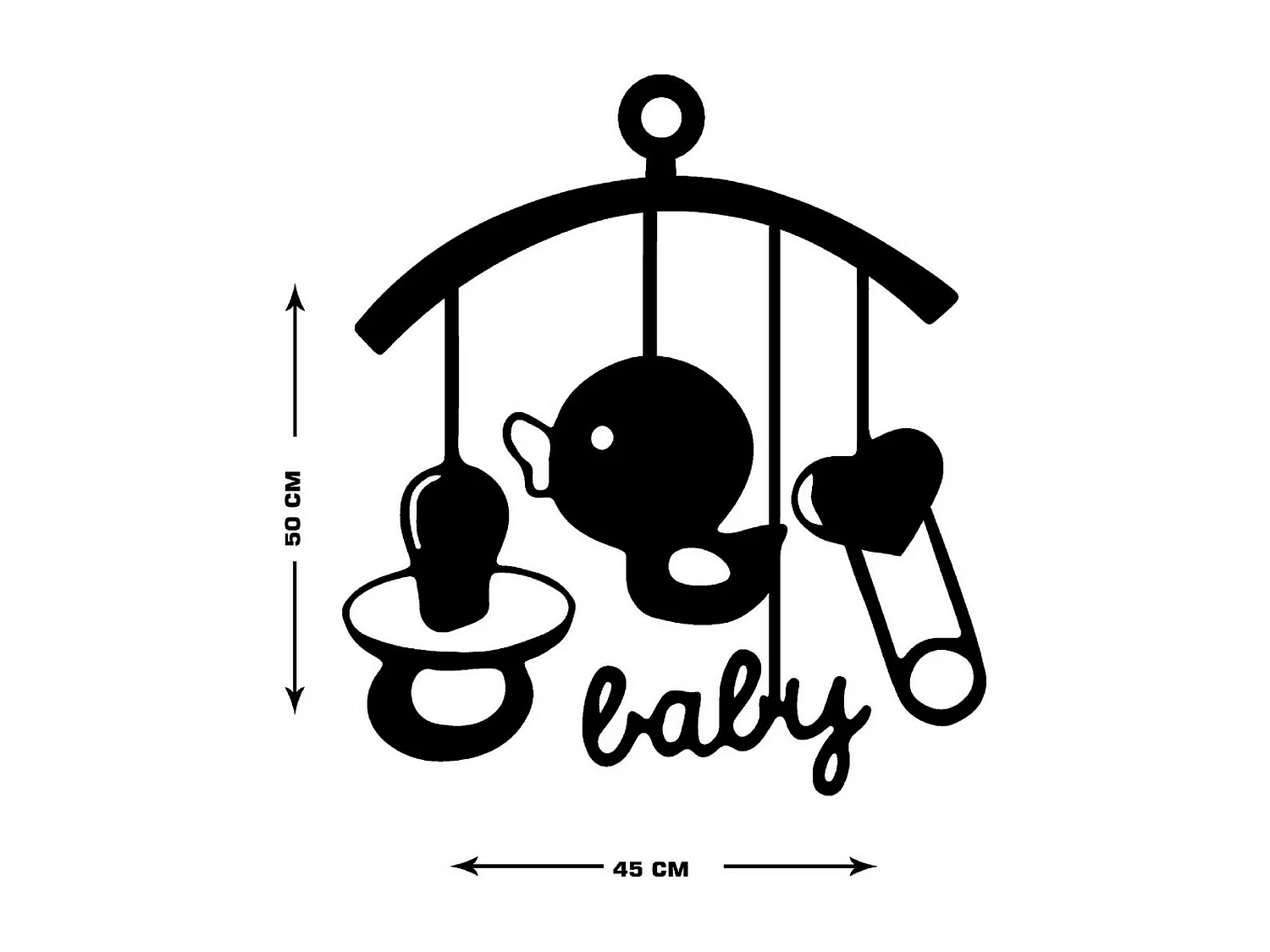 Dekoracja Metalowa Baby, Czarny, 45x1,5x50 cm, EPIKASA