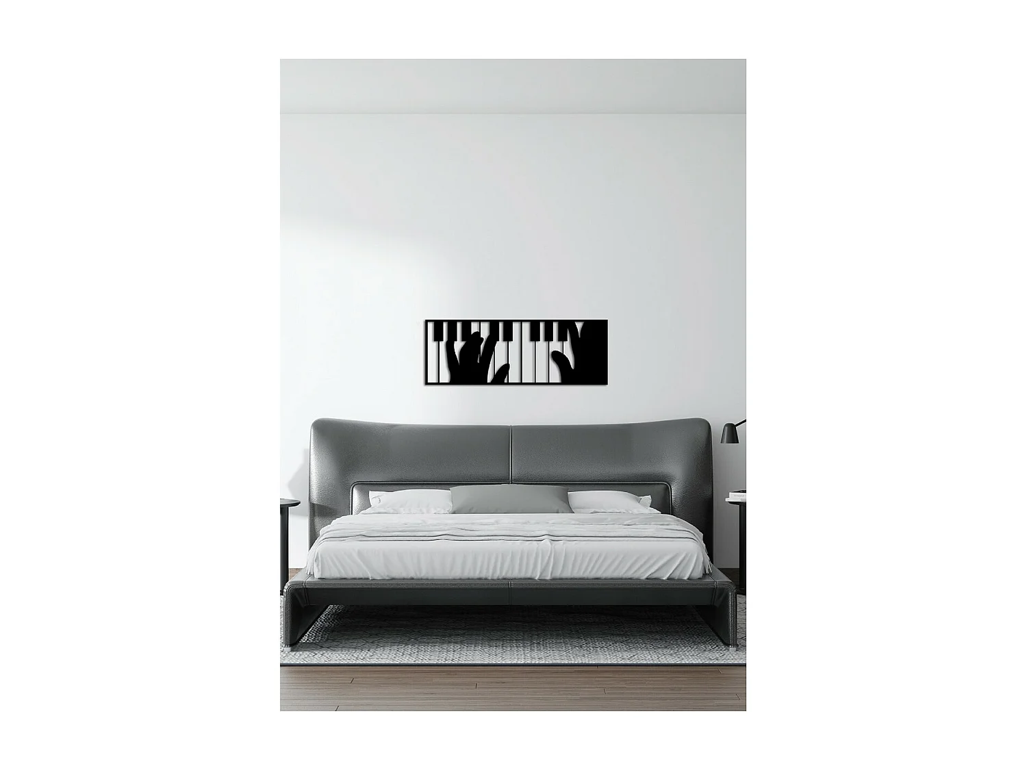 Décoration en Métal Pianoforte 3, Noir, 84x1,5x30 cm, EPIKASA