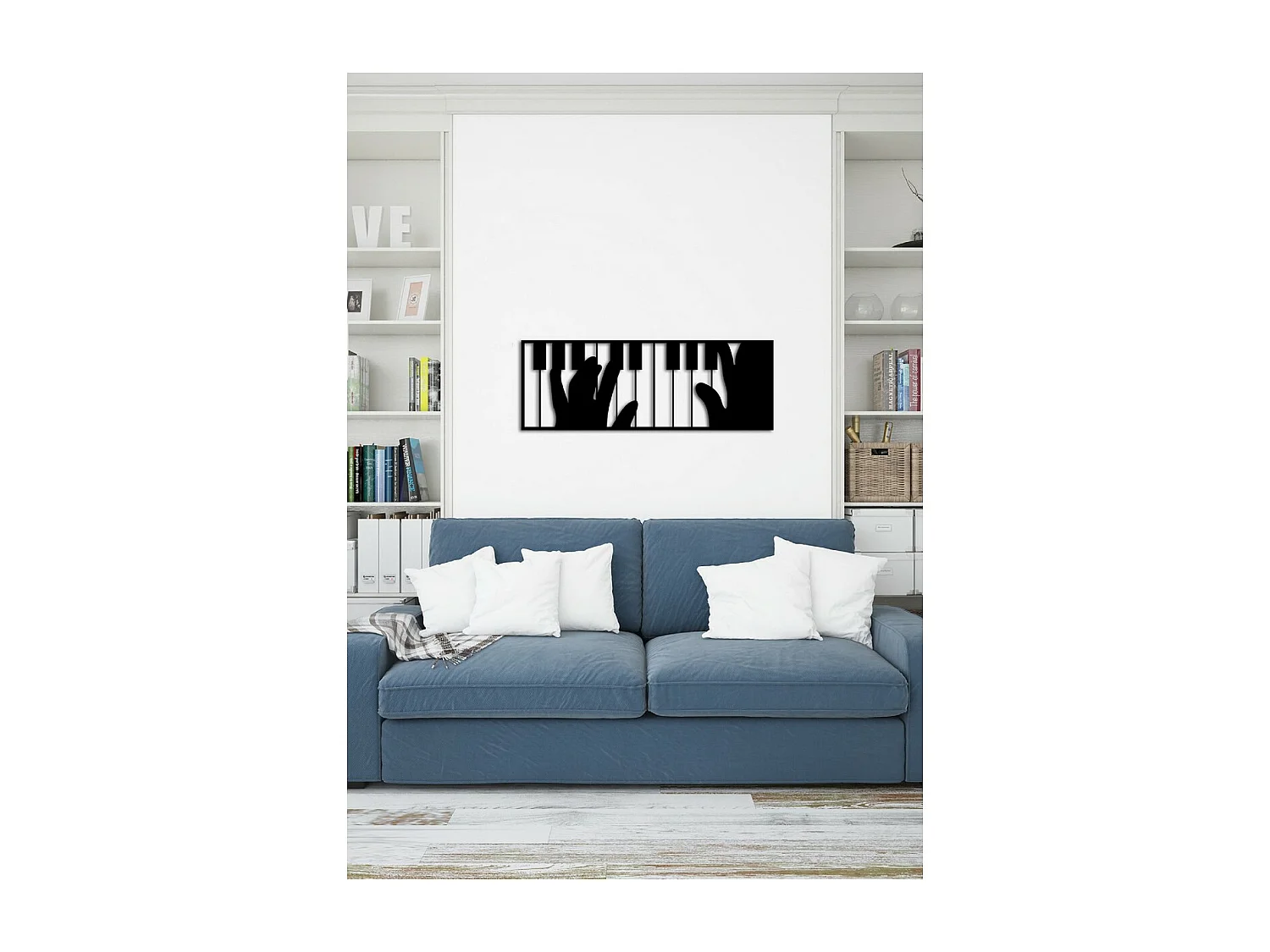 Décoration en Métal Pianoforte 3, Noir, 84x1,5x30 cm, EPIKASA