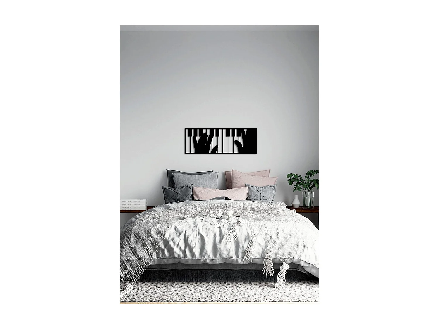 Décoration en Métal Pianoforte 3, Noir, 84x1,5x30 cm, EPIKASA