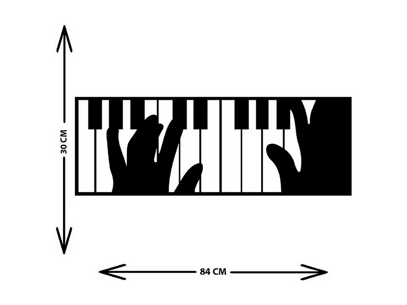 Décoration en Métal Pianoforte 3, Noir, 84x1,5x30 cm, EPIKASA
