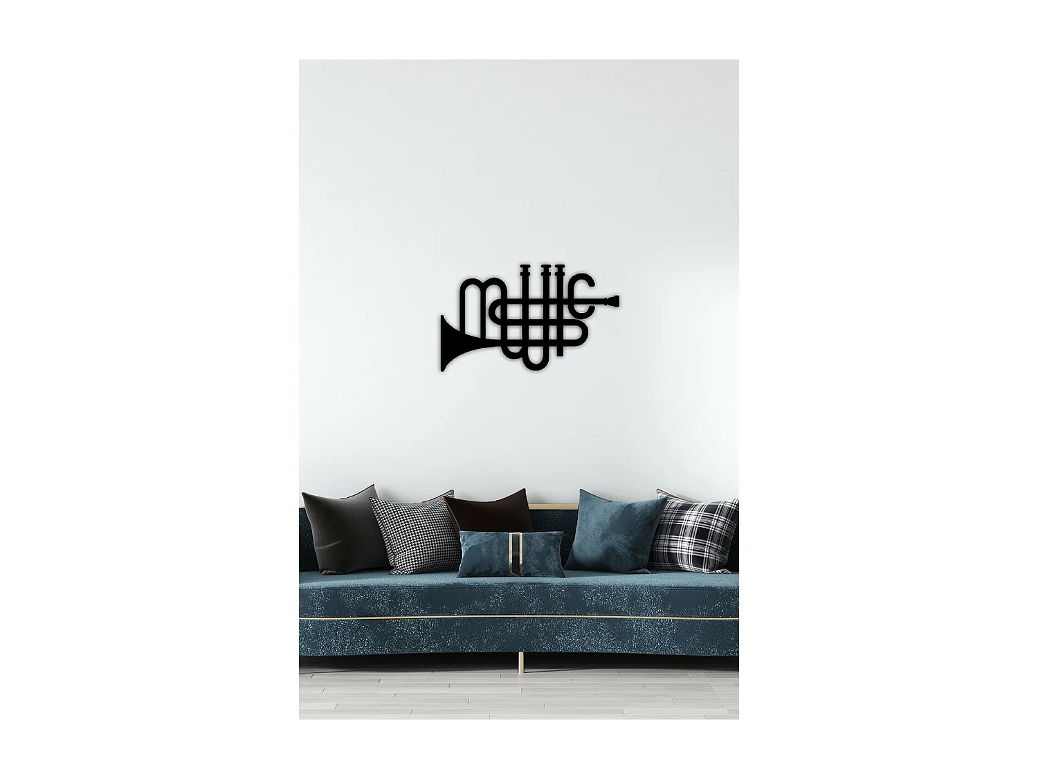 Décoration en Métal Trompette, Noir, 70x1,5x42 cm, EPIKASA