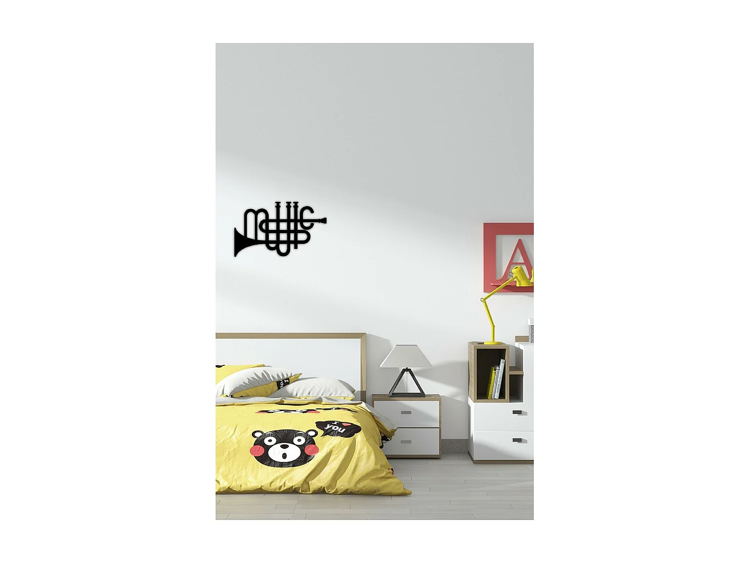 Décoration en Métal Trompette, Noir, 70x1,5x42 cm, EPIKASA