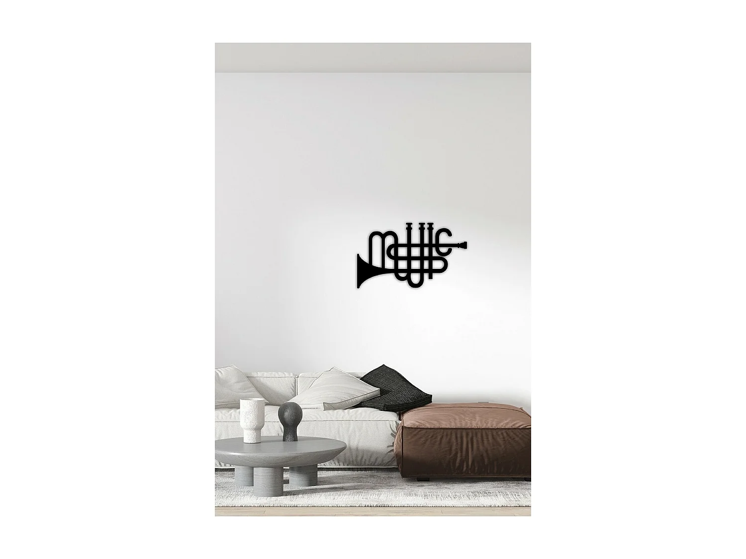 Décoration en Métal Trompette, Noir, 70x1,5x42 cm, EPIKASA