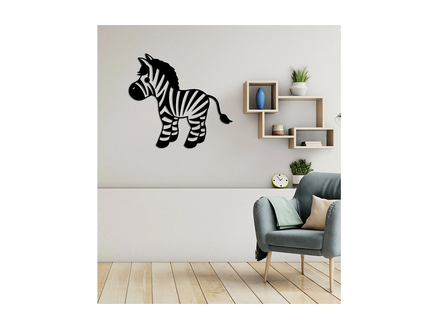 Decoração em Metal Zebra, Preto, 67x1,5x61 cm, EPIKASA