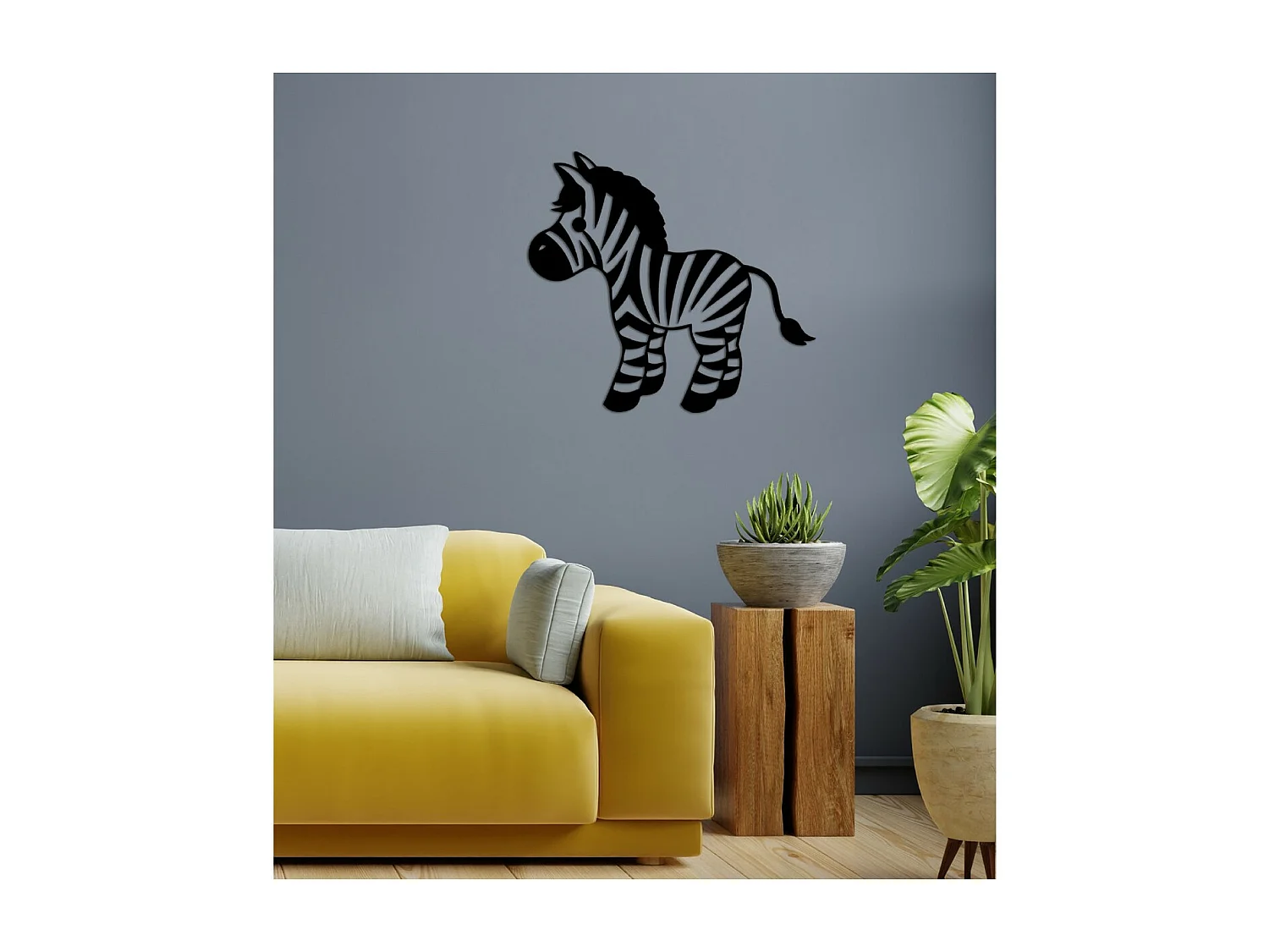 Decoração em Metal Zebra, Preto, 67x1,5x61 cm, EPIKASA