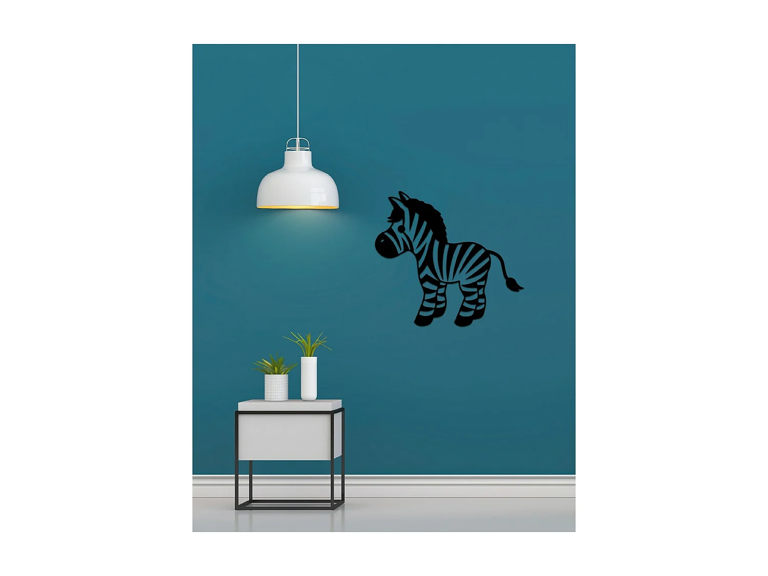 Decoração em Metal Zebra, Preto, 67x1,5x61 cm, EPIKASA