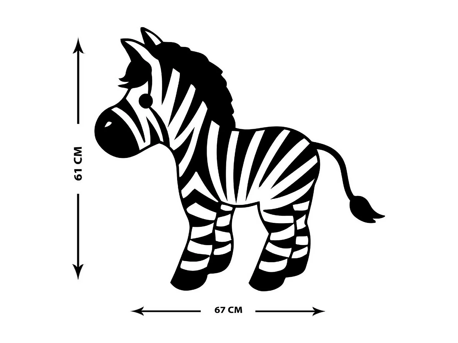 Decoração em Metal Zebra, Preto, 67x1,5x61 cm, EPIKASA