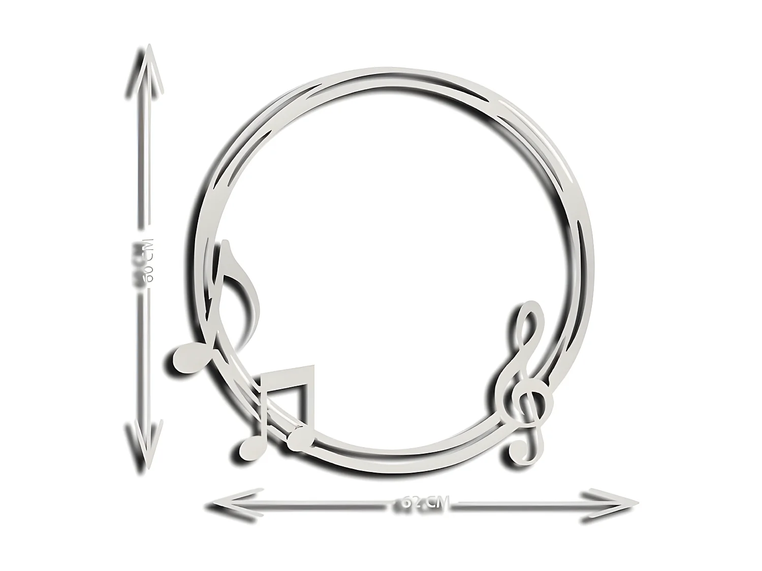 Décoration en Métal Notes Cercle 3, Argent, 62x1,5x60 cm, EPIKASA