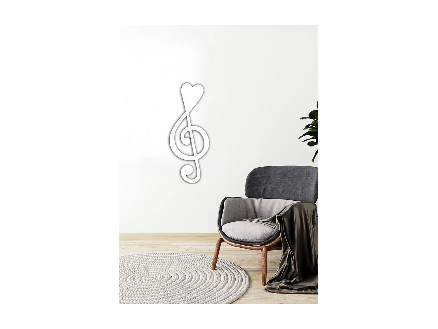 Décoration en Métal Clé de Violon 5, Blanc, 28x1,5x70 cm, EPIKASA