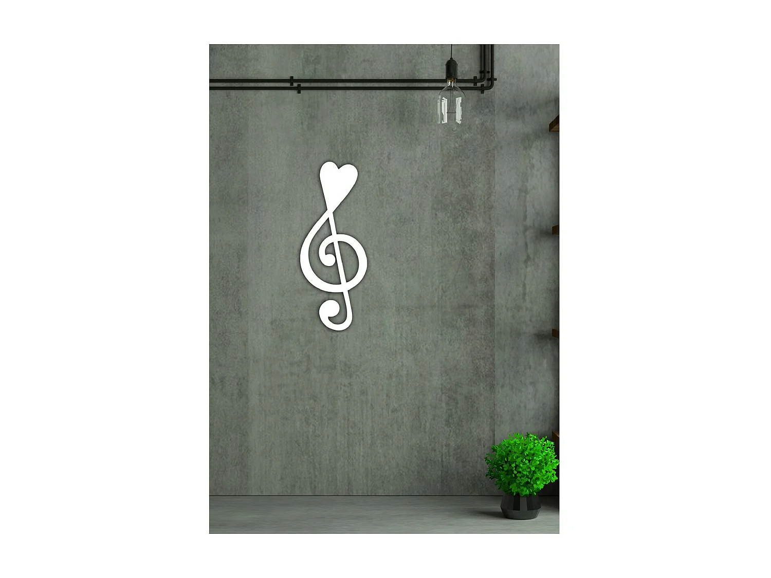 Décoration en Métal Clé de Violon 5, Blanc, 28x1,5x70 cm, EPIKASA