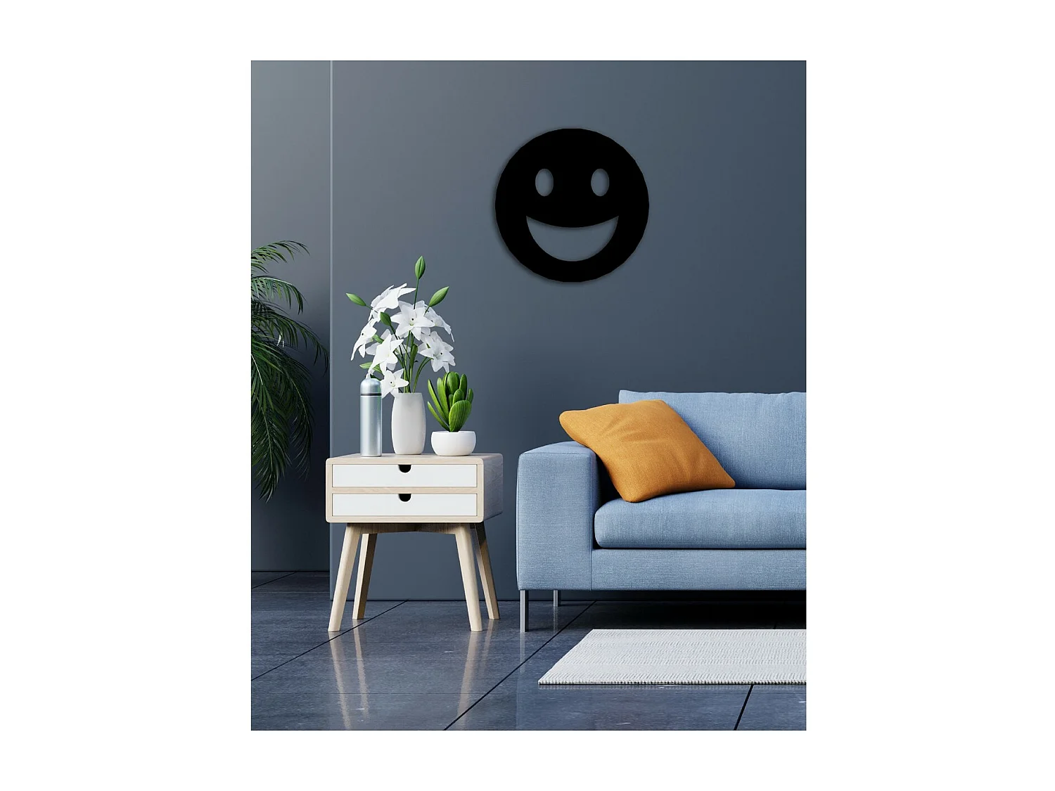 Décoration en Métal Smile, Noir, 50x1,5x50 cm, EPIKASA