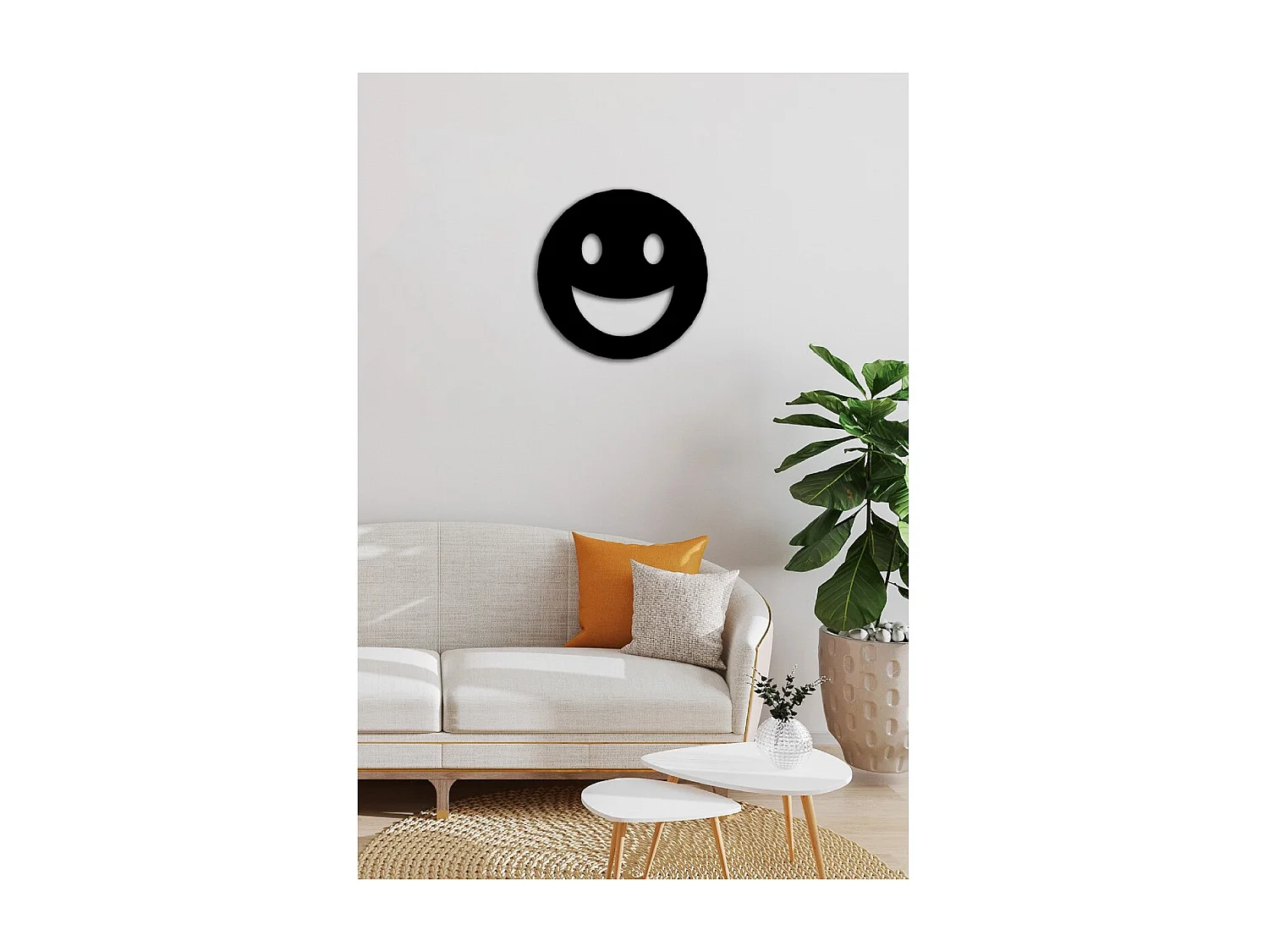 Décoration en Métal Smile, Noir, 50x1,5x50 cm, EPIKASA