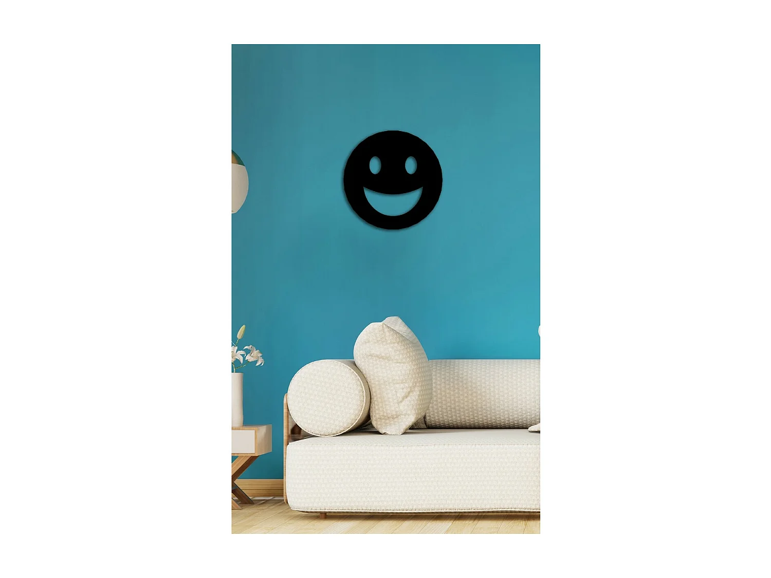 Décoration en Métal Smile, Noir, 50x1,5x50 cm, EPIKASA
