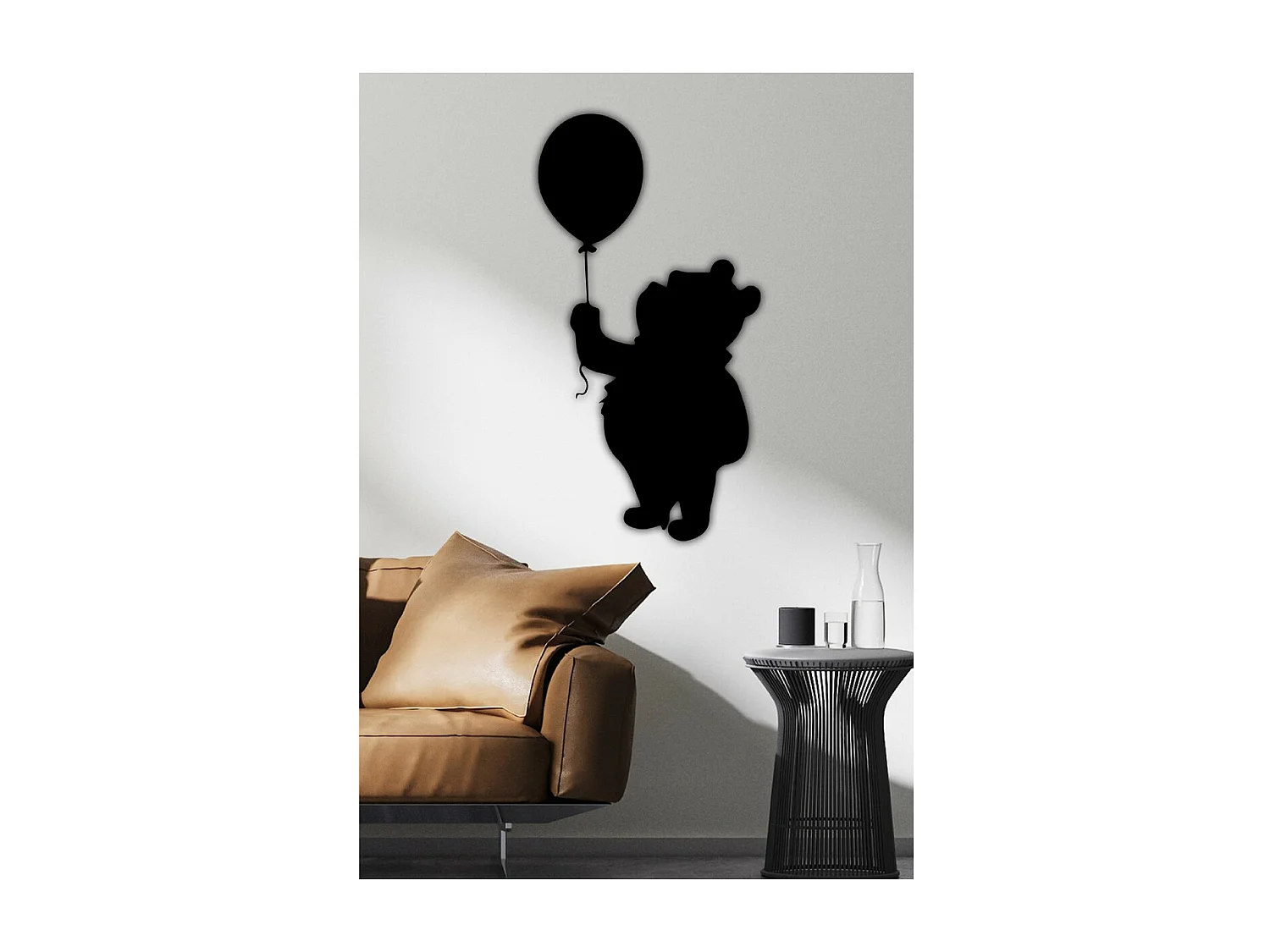 Décoration en Métal Winnie, Noir, 37x1,5x72 cm, EPIKASA