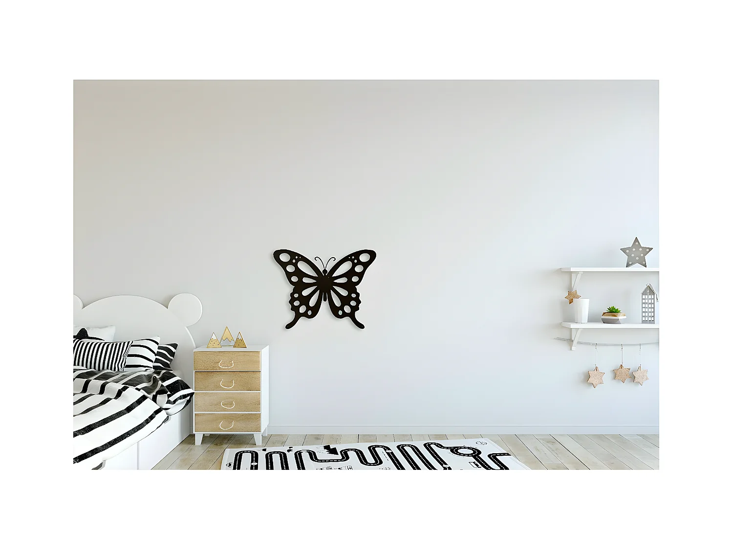 Metalen Decoratie Vlinder 7 - Zwart - 48x1,5x37 cm - EPIKASA