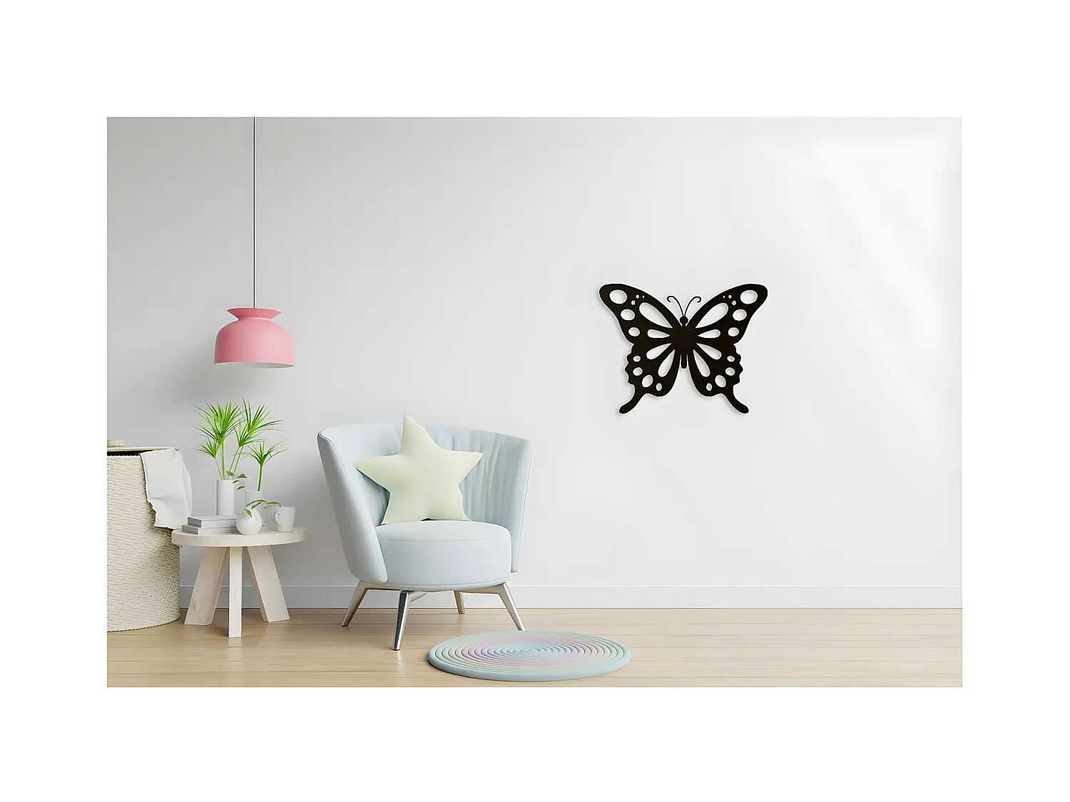 Metalen Decoratie Vlinder 7 - Zwart - 48x1,5x37 cm - EPIKASA