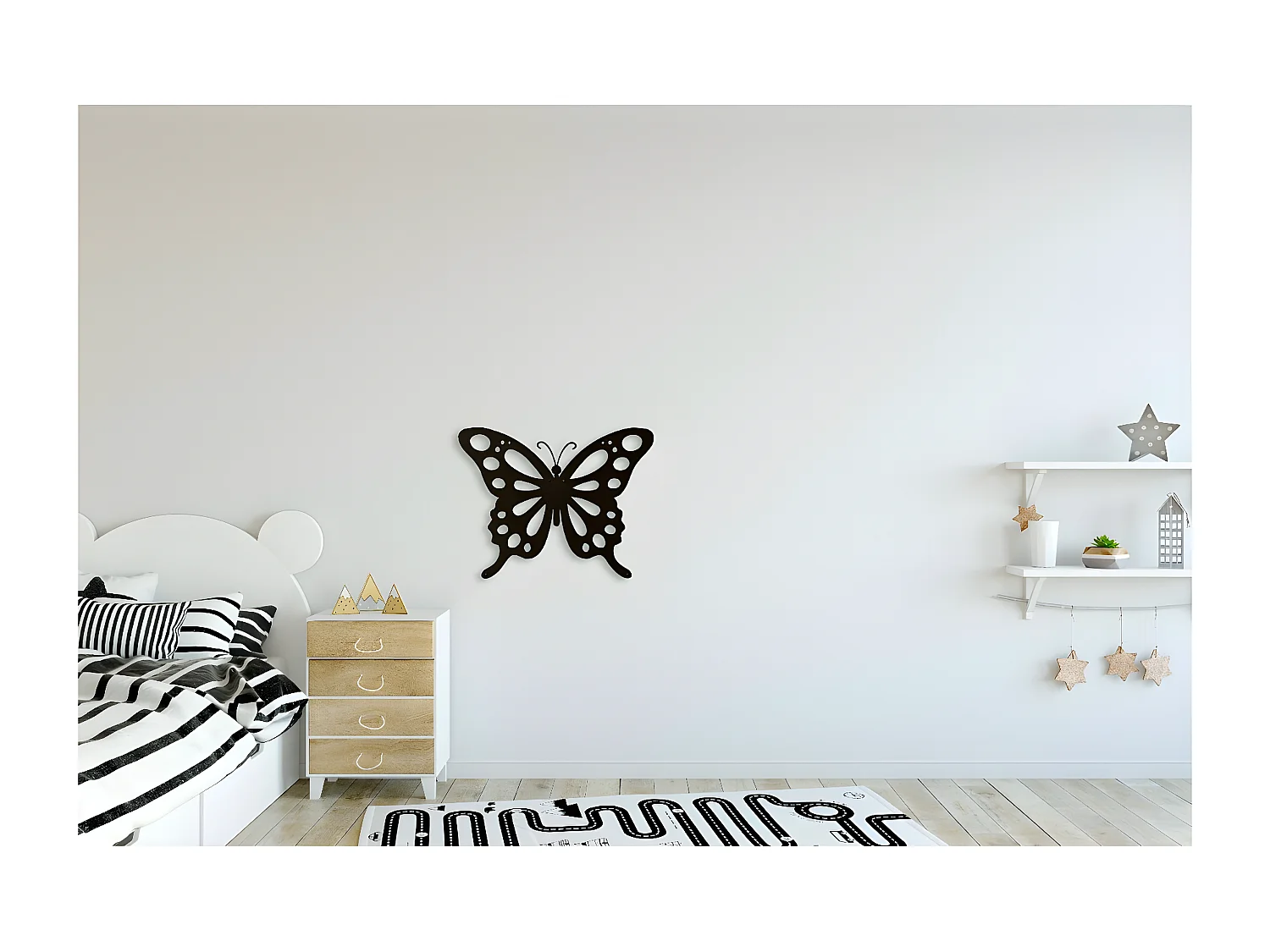 Décoration en Métal Papillon 7, Noir, 48x1,5x37 cm, EPIKASA