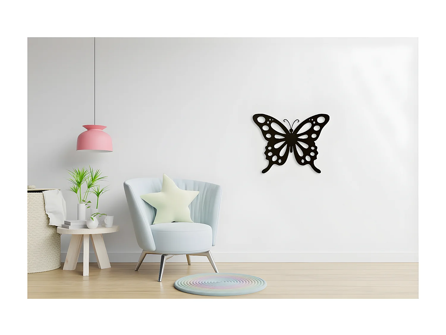 Décoration en Métal Papillon 7, Noir, 48x1,5x37 cm, EPIKASA