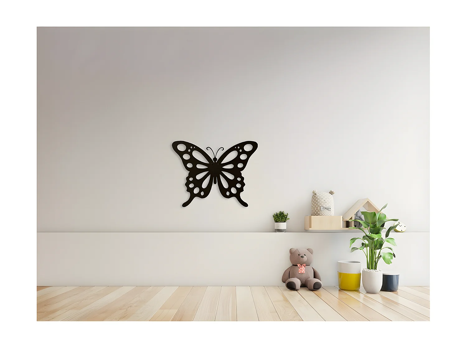 Décoration en Métal Papillon 7, Noir, 48x1,5x37 cm, EPIKASA