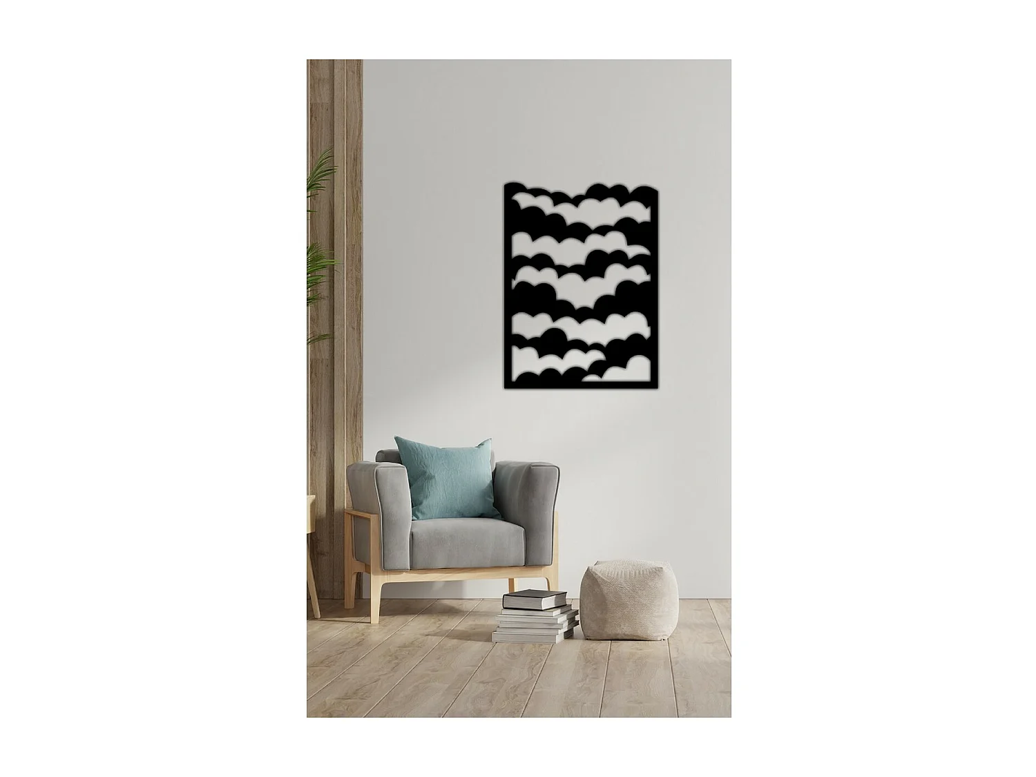 Dekoracja Metalowa Cloud, Czarny, 70x1,5x94 cm, EPIKASA