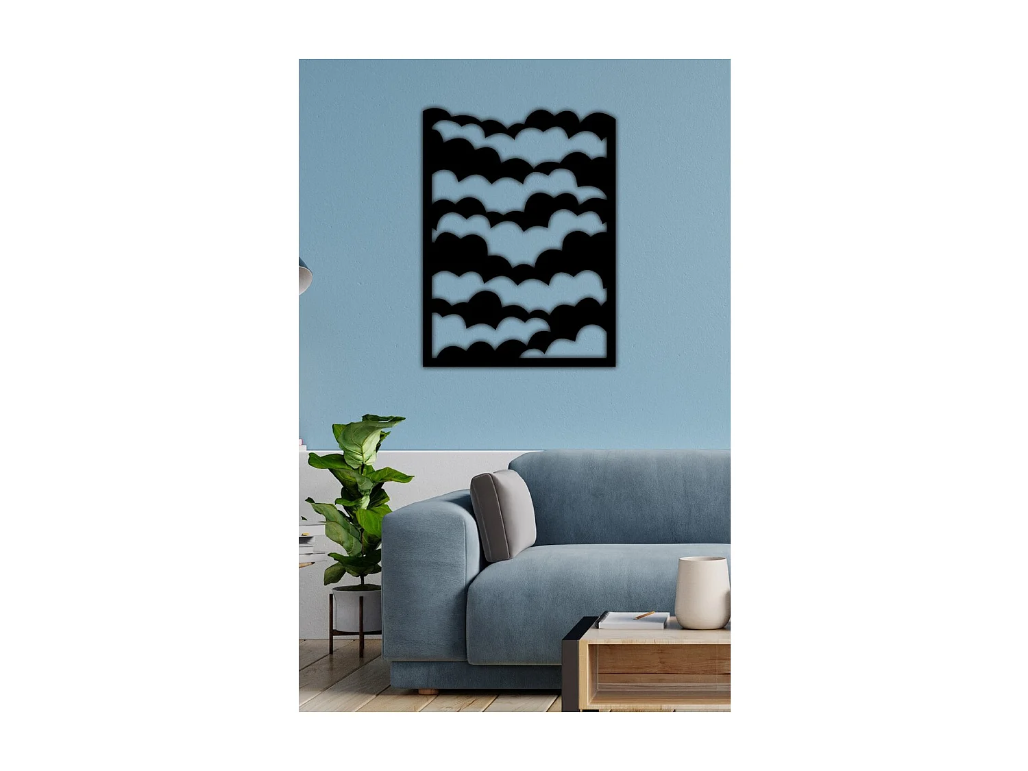 Dekoracja Metalowa Cloud, Czarny, 70x1,5x94 cm, EPIKASA