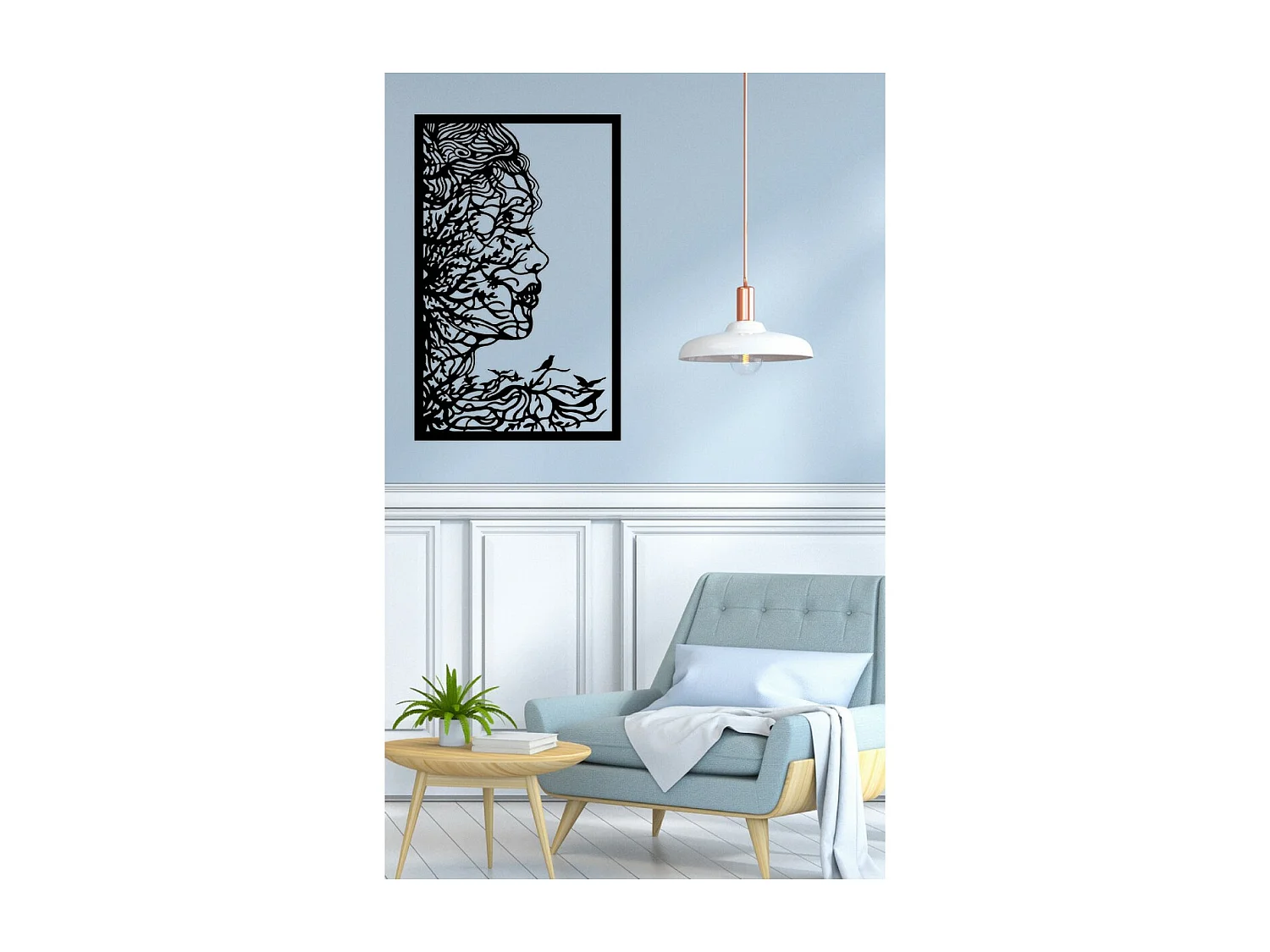 Dekoracja Metalowa Twarz 2, Czarny, 55x1,5x87 cm, EPIKASA