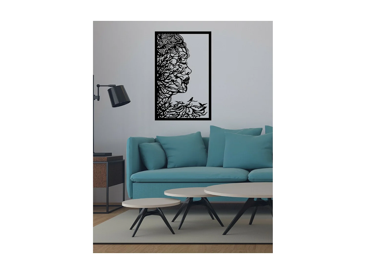 Dekoracja Metalowa Twarz 2, Czarny, 55x1,5x87 cm, EPIKASA