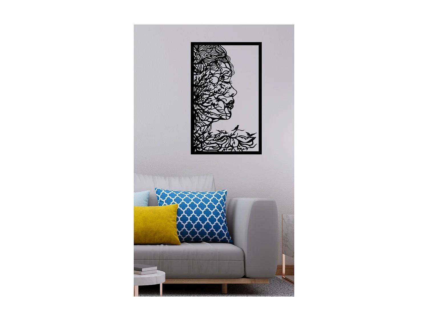 Dekoracja Metalowa Twarz 2, Czarny, 55x1,5x87 cm, EPIKASA