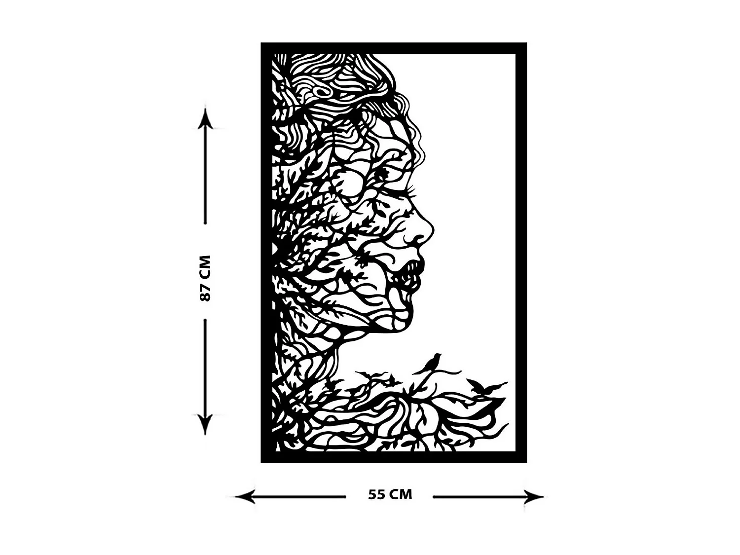 Dekoracja Metalowa Twarz 2, Czarny, 55x1,5x87 cm, EPIKASA