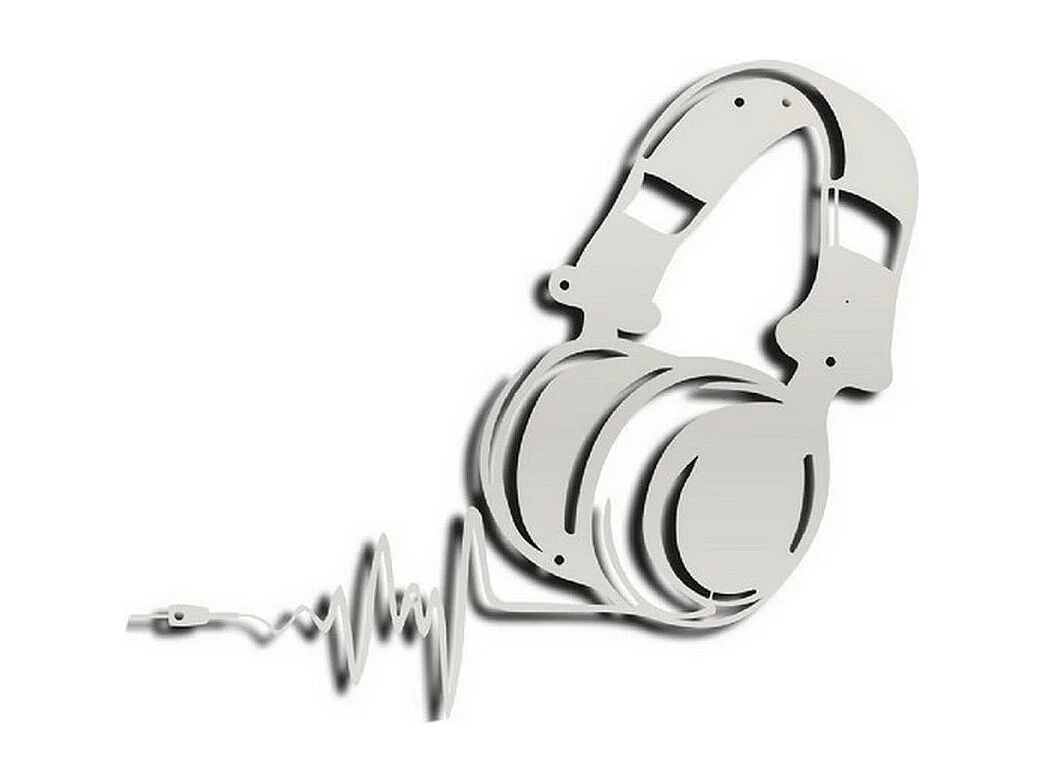 Decoração em Metal Auscultadores de Música 2, Prata, 41x1,5x35 cm, EPIKASA